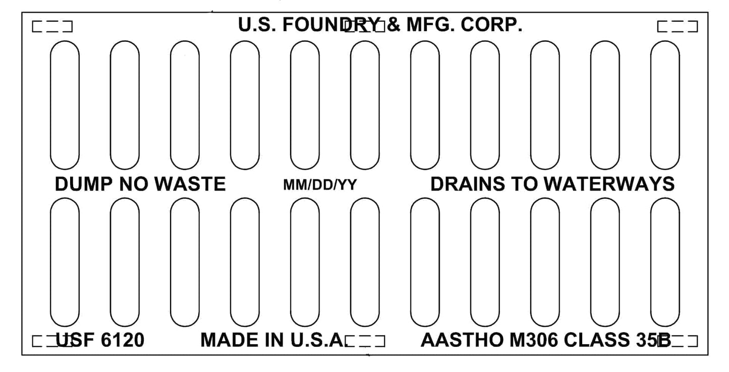 US Foundry 6120 12x24x2 cast iron heavy duty grate