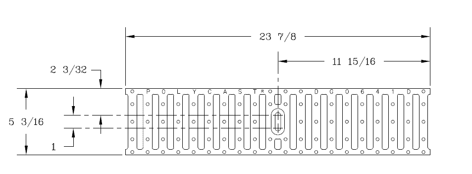 POLYCAST DG0641D Class D Slotted Ductile Iron Grate 6" x 24" (Nominal)