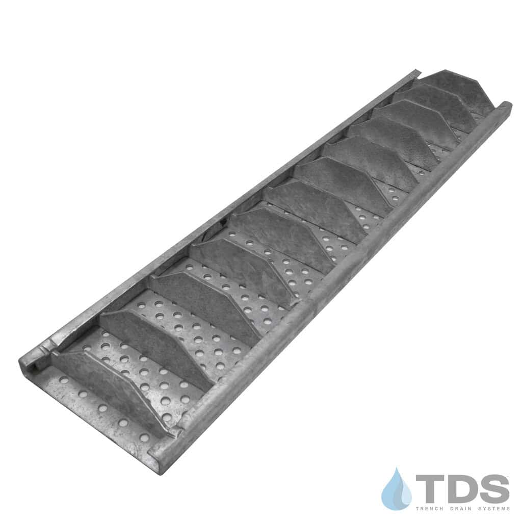 POLYCAST DG0646RH Class C ADA Compliant Perforated Reinforced Galvanized 6"x 24" Grate