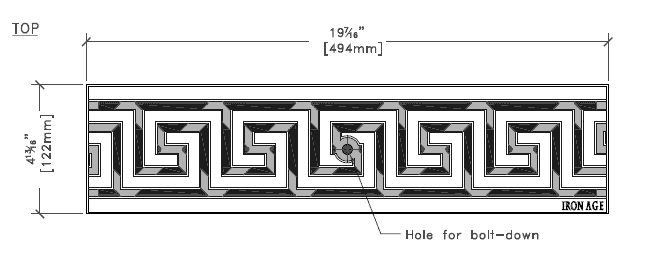 Iron Age IA-GRK-0520 Class B Greek Key Cast Iron 122mm x 500mm Grate
