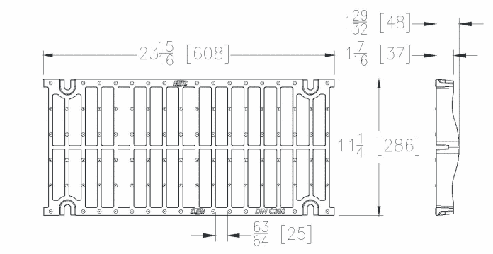 Zurn P12-DGC Class C HD Slotted Ductile Iron 12" x 24" Grate