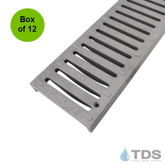 NDS 241 - Box of 12 - Class B ADA Compliant Slotted HDPE 4" x 24" (Nominal) Grate - GRAY