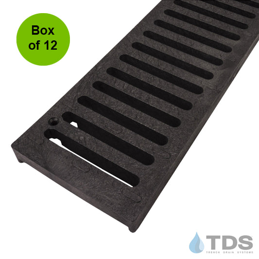 NDS 243 - Box of 12 - Class B ADA Compliant Slotted HDPE 4" x 24" Grate - BLACK