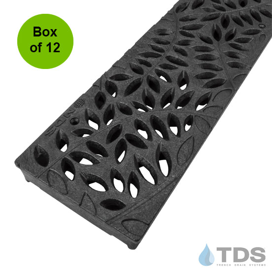 NDS 252 Class B ADA Compliant Heel-Proof Botanical HDPE 4" x 24" Grate - BLACK