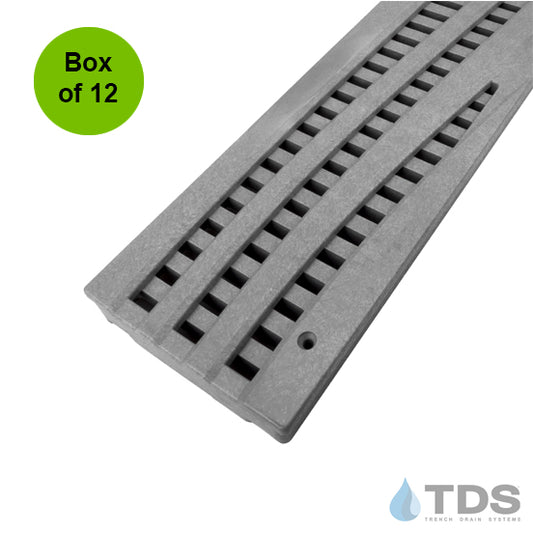 NDS 253GY - Box of 12 - Class B ADA Compliant Wave HDPE 4" x 24" (Nominal) Grate - GRAY