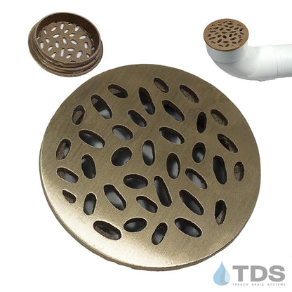 TDS-4in-dia-bronze-rain-drop-grate-brushed-satin-finish