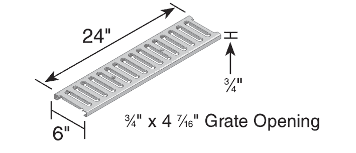 NDS DS-221 Class B Slotted Galvanized 6" x 24" Grate