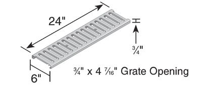 NDS DS-221 Class B Slotted Galvanized 6" x 24" Grate
